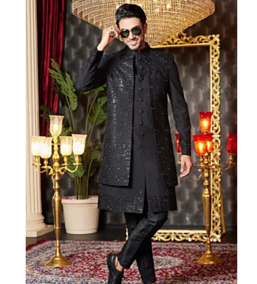 How to Recreate a Stylish Black Sherwani Look